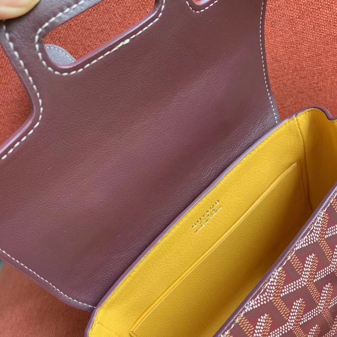 ゴヤール サイゴン ミニ ハンドバッグ 2WAY ショルダー ブルゴーニュ レア ヘリンボーン レディース GOYARD SAIGON MINI  Goyard2020031