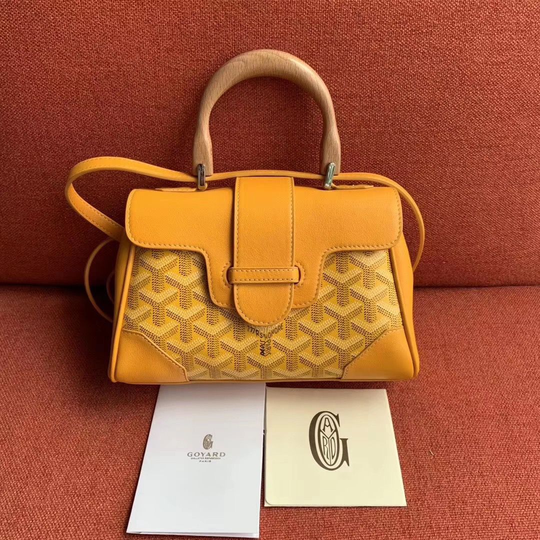 ゴヤール サイゴン ミニ ハンドバッグ 2WAY ショルダー 黄 レア ヘリンボーン レディース GOYARD SAIGON MINI Goyard2020032