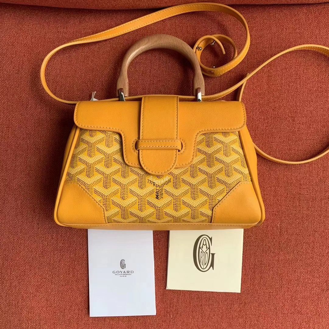 ゴヤール サイゴン ミニ ハンドバッグ 2WAY ショルダー 黄 レア ヘリンボーン レディース GOYARD SAIGON MINI Goyard2020032