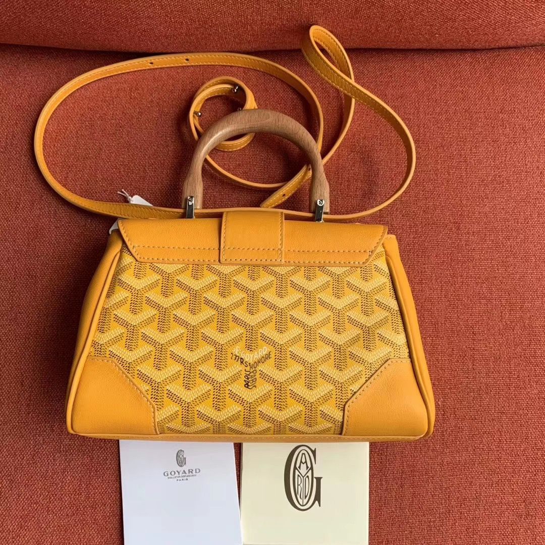 ゴヤール サイゴン ミニ ハンドバッグ 2WAY ショルダー 黄 レア ヘリンボーン レディース GOYARD SAIGON MINI Goyard2020032