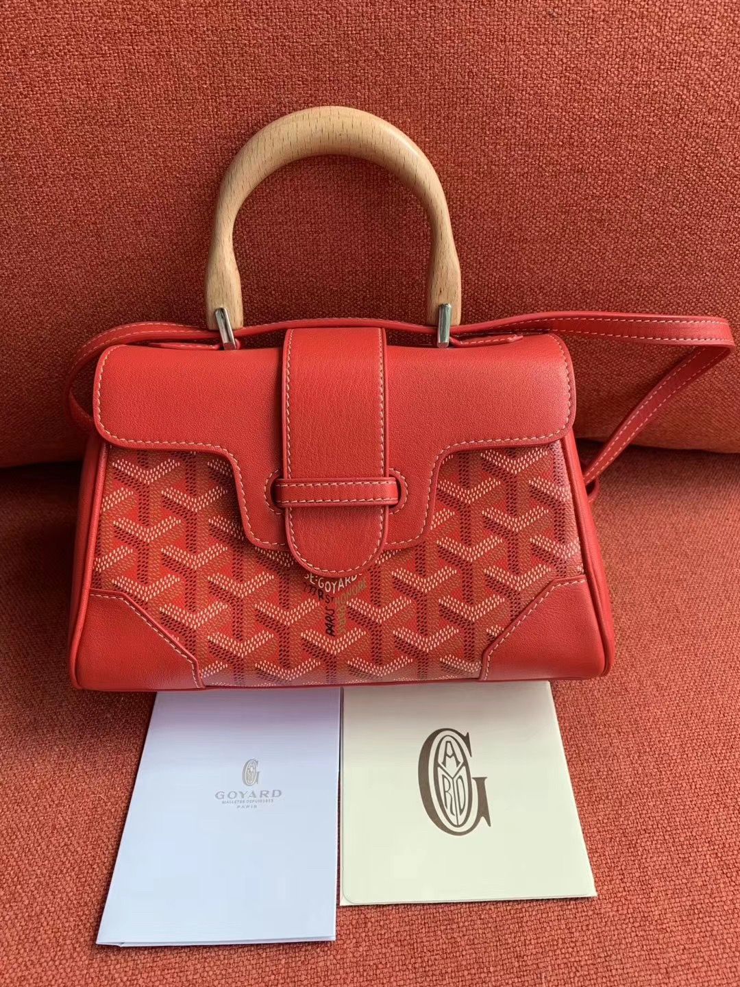 ゴヤール サイゴン ミニ ハンドバッグ 2WAY ショルダー 赤 レア ヘリンボーン レディース GOYARD SAIGON MINI Goyard2020033