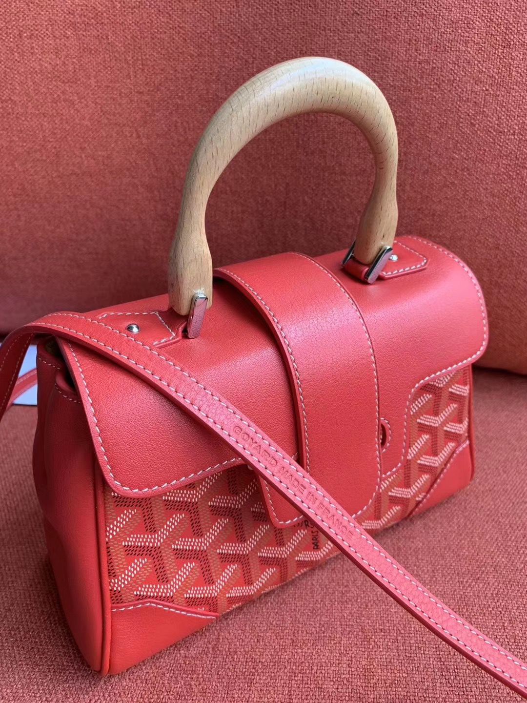 ゴヤール サイゴン ミニ ハンドバッグ 2WAY ショルダー 赤 レア ヘリンボーン レディース GOYARD SAIGON MINI Goyard2020033