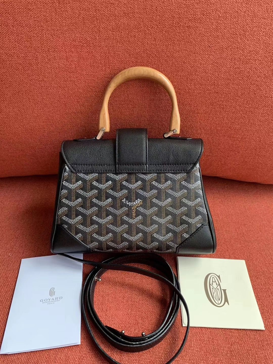 ゴヤール サイゴン ミニ ハンドバッグ 2WAY ショルダー 黒 レア ヘリンボーン レディース GOYARD SAIGON MINI Goyard2020035
