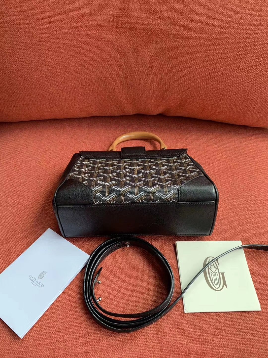 ゴヤール サイゴン ミニ ハンドバッグ 2WAY ショルダー 黒 レア ヘリンボーン レディース GOYARD SAIGON MINI Goyard2020035