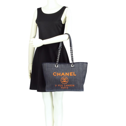 シャネル CHANEL トートバッグ A67001 Y61180 C1954 ブルー/オレンジ ドーヴィルライン 