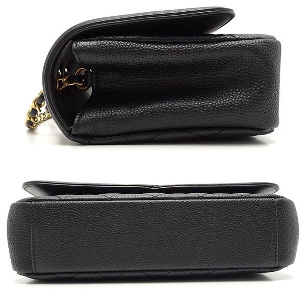 シャネル CHANEL A93340 CCフィリグリー スモール チェーンショルダーバッグ キャビアスキン 黒 ブラック