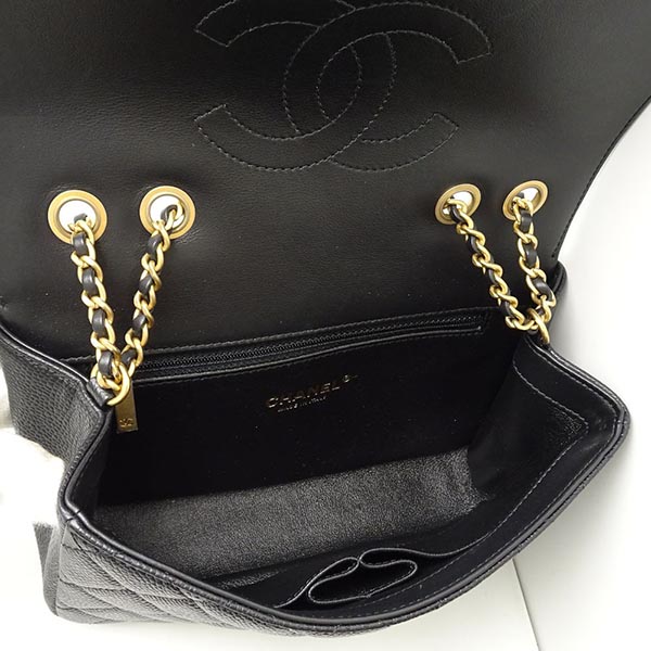 シャネル CHANEL A93340 CCフィリグリー スモール チェーンショルダーバッグ キャビアスキン 黒 ブラック