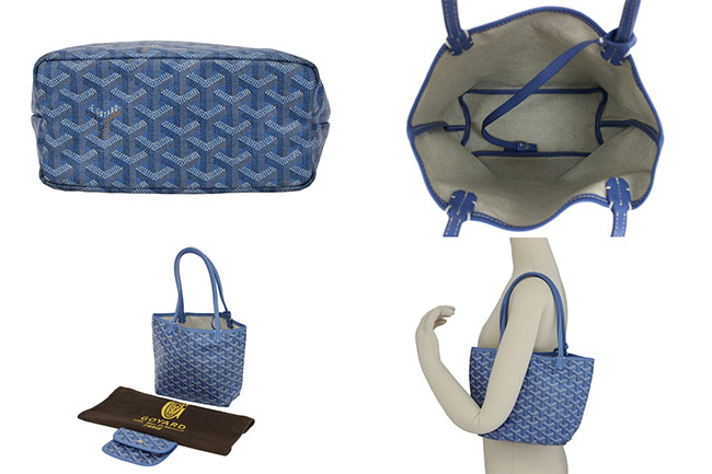 ゴヤール　トートバッグ　サンルイジュニア　ブルー　ポーチ付き Goyard2020072