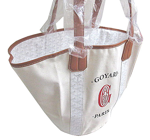 ゴヤール「BELHARRA」 マーカージュ トート バッグ ホワイト 白 キャンバス リバーシブル ショッパーリボンのラッピング Goyard2020080