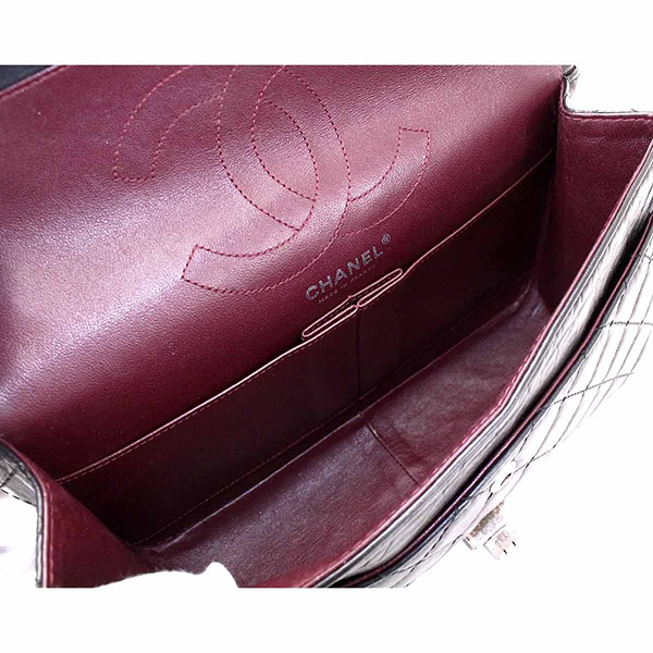 シャネル CHANEL 2.55 マトラッセ チェーン ショルダー バッグ レザー ブラック A37586