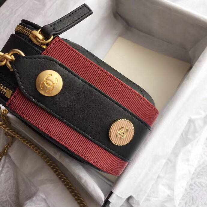 CHANELバッグ シャネル 18/19AW カメラケース ブラック&バーガンディーA57575 Y83828 C1786