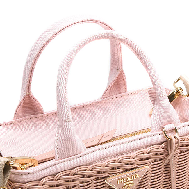 プラダ PRADA バスケットバッグ/ハンドバッグ ミドリノ/MIDOLLINO カナパ/CANAPA 三角ロゴプレート ペスカピンク 1BG835 2E28 F0333 VWOY レディース