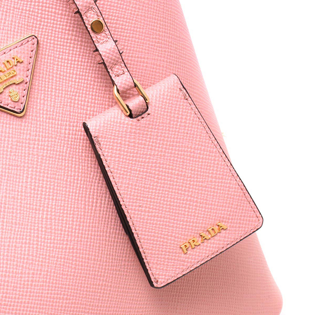 プラダ PRADA ハンドバッグ/ショルダーバッグ サフィアーノ/SAFFIANO キュイール/CUIR C パニエ 三角ロゴプレート ペタロピンク&ブラック 1BA212 2ERX F0TMS レディース
