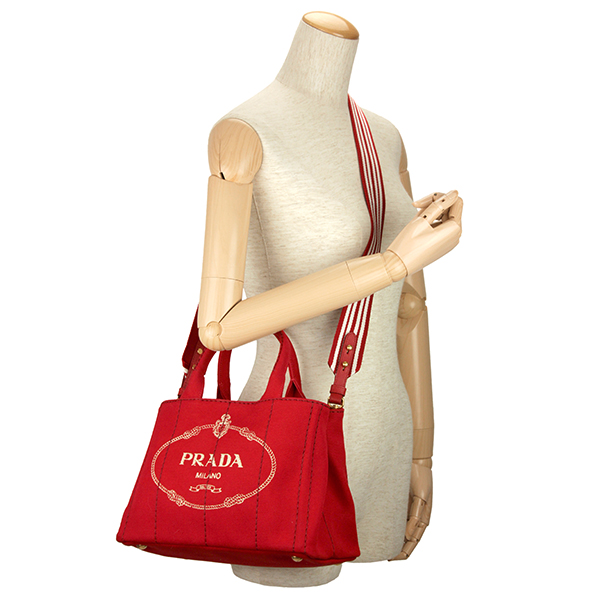 プラダ トートバッグ PRADA 1BG439 ZKI F0N50 バッグ カナパ CANAPA レディース ROSSO(ロッソ)/TALCO(タルコ) レッド 赤/オフホワイト