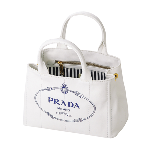 プラダ トートバッグ PRADA 1BG439 ZKI F0UB0 バッグ カナパ CANAPA レディース BIANCO(ビアンコ)/BLU ホワイト 白/ブルー 青