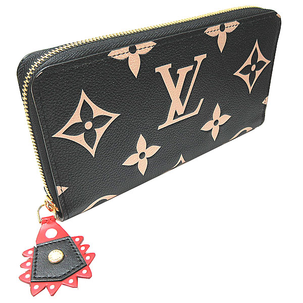LOUISVUITTON ルイヴィトン モノグラム クラフティ アンプラント ジッピー ウォレット ノワールクレーム M69698 黒 ブラック  ラッピング ラウンドファスナー 長財布