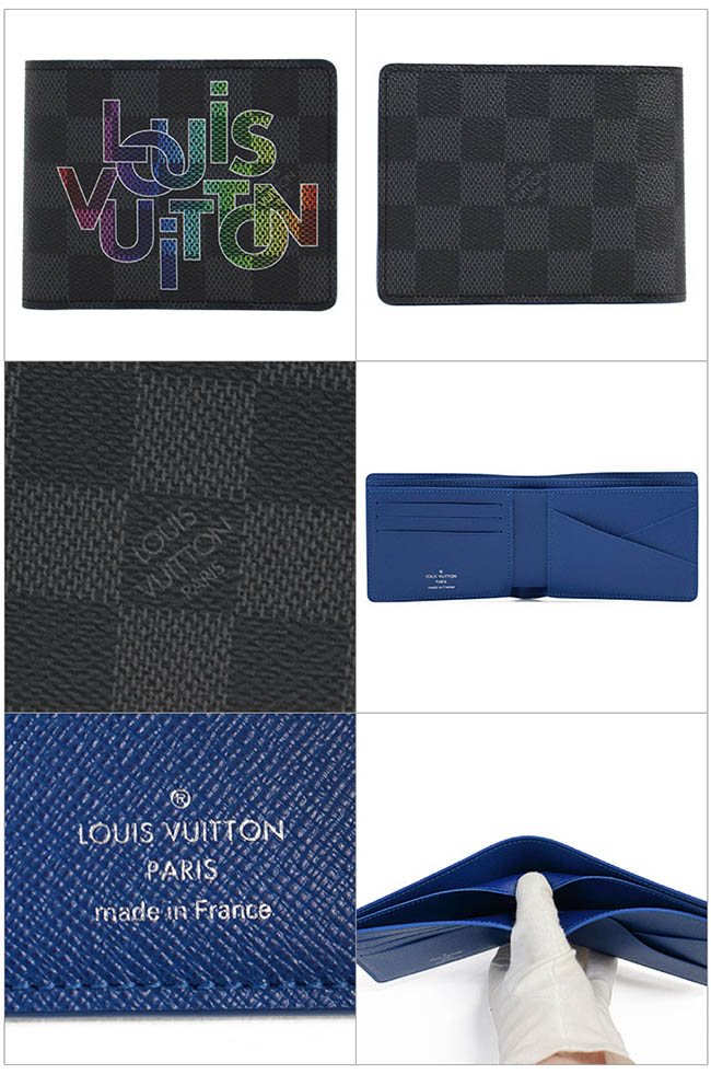 ルイヴィトン LOUIS VUITTON 二つ折り財布 小銭入れなし ポルトフォイユ・ミュルティプル  ダミエグラフィット N60302