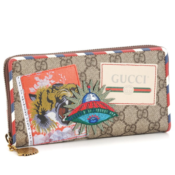 GUCCI グッチ COURRIERワッペンラウンド長財布 473909 K9GQT 8899 ベージュ コンビ