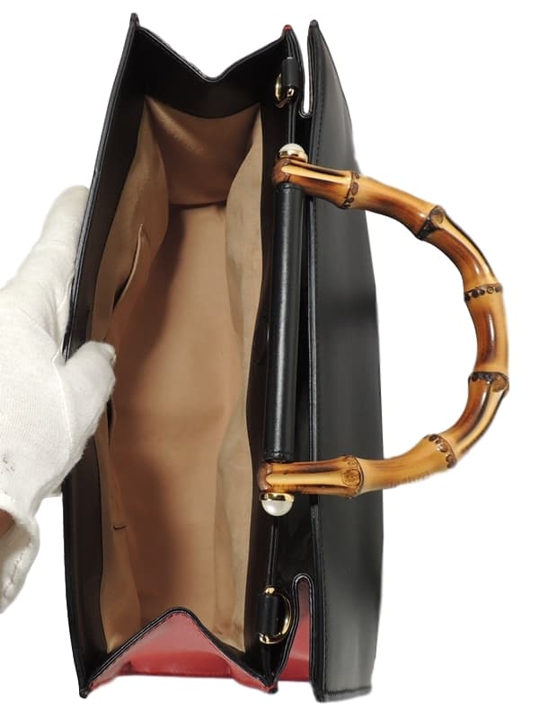 GUCCI グッチ 453764 ミディアムレザートップハンドル 2wayハンドバッグ ショルダー バンブー