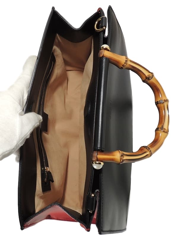 GUCCI グッチ 453764 ミディアムレザートップハンドル 2wayハンドバッグ ショルダー バンブー