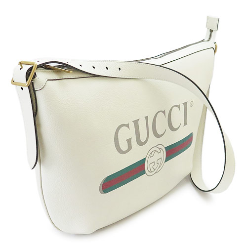 グッチ ショルダーバッグ メンズ 523588 0GCAT 8820 GUCCI ハーフムーン ホーボーバッグ レザー ホワイト