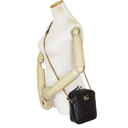 グッチ ショルダーバッグ 550155 0OLFT 1000 GUCCI ポシェット GG MARMONT/GGマーモント キルティング レザー ブラック