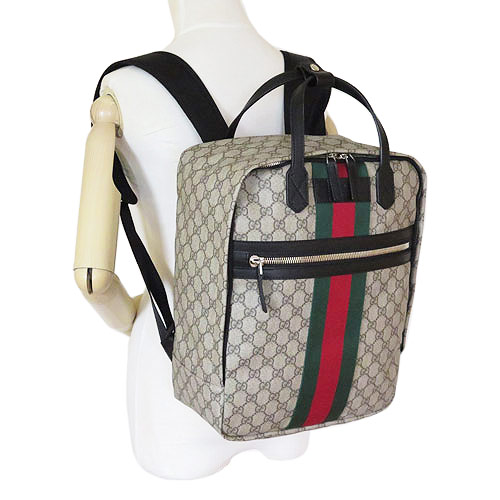 グッチ リュックサック 495558 K9R5N 9692 GUCCI バックパック GG柄 PVC キャンバス ベージュ×ブラック
