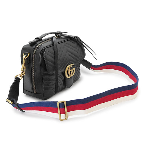 グッチ ショルダーバッグ GUCCI 498100 DTDPT 8975 レディース ハンドバッグ スモール GGマーモント レザー ブラック 黒