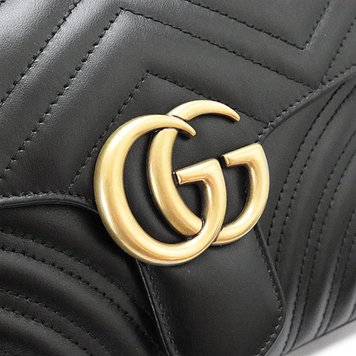 グッチ ショルダーバッグ GUCCI 498100 DTDPT 8975 レディース ハンドバッグ スモール GGマーモント レザー ブラック 黒