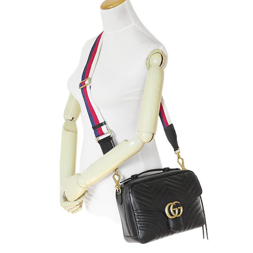 グッチ ショルダーバッグ GUCCI 498100 DTDPT 8975 レディース ハンドバッグ スモール GGマーモント レザー ブラック 黒