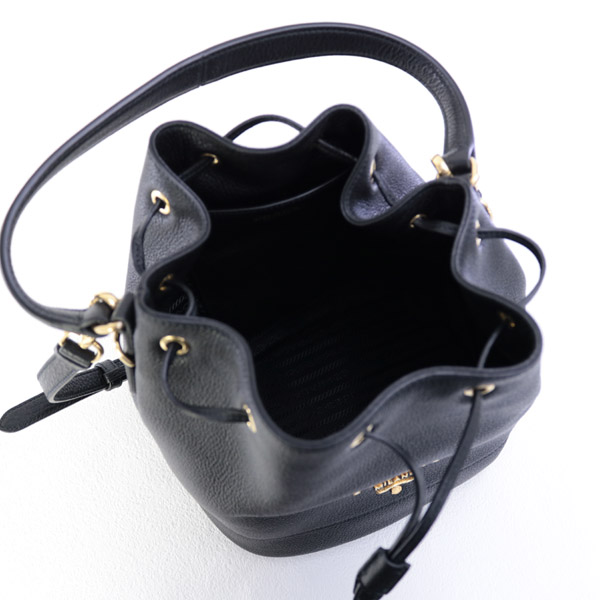 プラダバッグ VIT.DAINO バケットバッグ ショルダー付き 2WAY ハンドバッグ 巾着 ショルダーバッグ ブラック 1BE018 2BBE F0002 NERO
