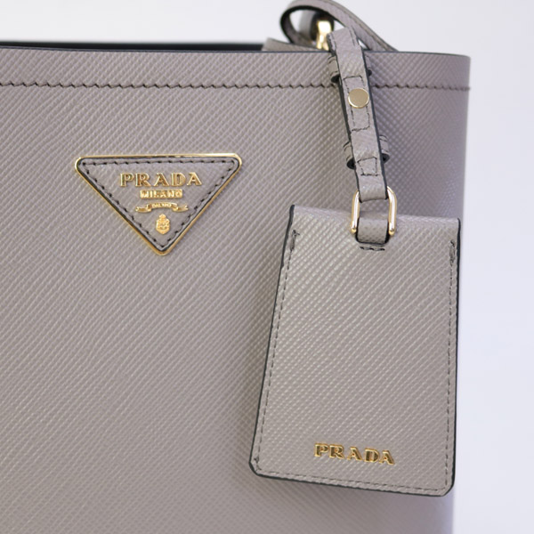 プラダ PRADAバッグ パニエ SAFFIANO CUIR+C ショルダー付き 2WAY ハンドバッグ グレージュ×ブラック 1BA212 2ERX F0LH7 ARGILLA/NERO