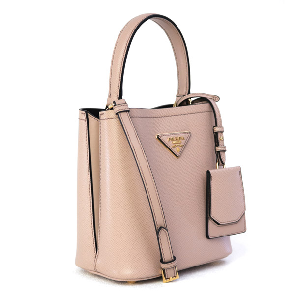 プラダ PRADA バッグ パニエ スモール SAFFIANO CUIR+C ショルダー付き 2WAY ハンドバッグ ピンクベージュ×ブラック 1BA217 2ERX F0UDW CIPRIA/NERO