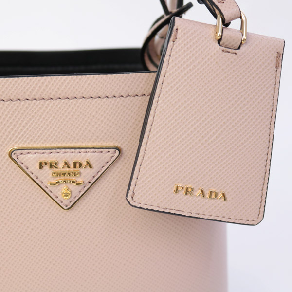 プラダ PRADA バッグ パニエ スモール SAFFIANO CUIR+C ショルダー付き 2WAY ハンドバッグ ピンクベージュ×ブラック 1BA217 2ERX F0UDW CIPRIA/NERO