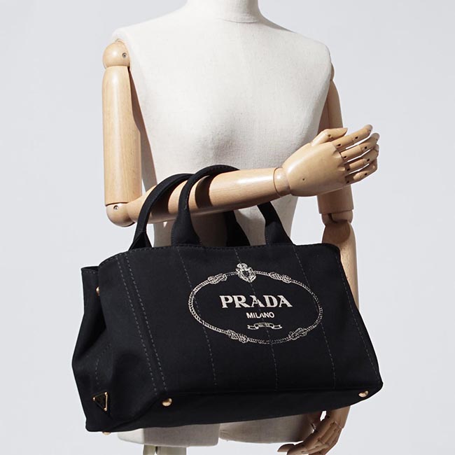 プラダ PRADA ハンドバッグ 2WAY ブラック レディース トートバッグ ロゴ トライアングル 1bg642 zki f0002 CANAPA