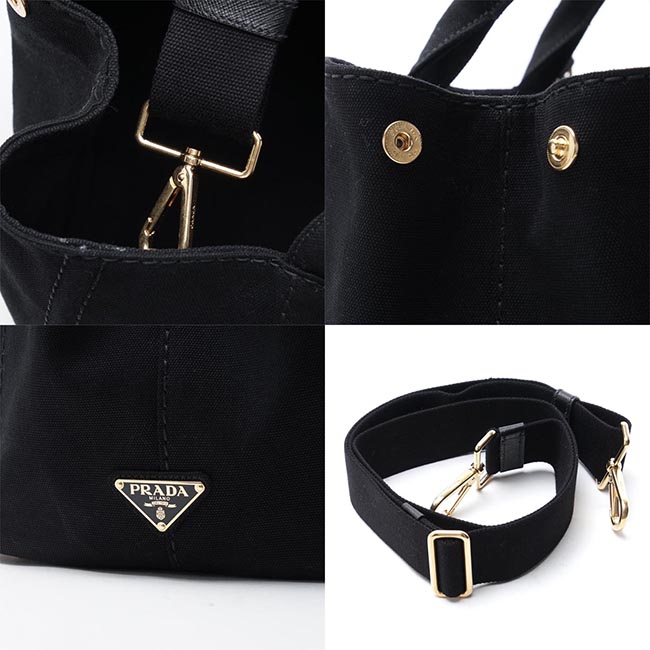 プラダ PRADA ハンドバッグ 2WAY ブラック レディース トートバッグ ロゴ トライアングル 1bg642 zki f0002 CANAPA