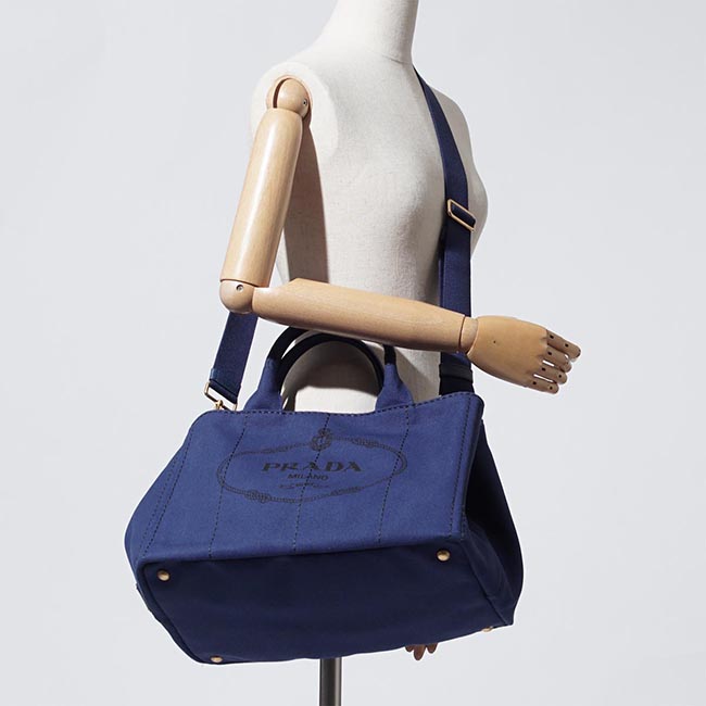 プラダPRADA ハンドバッグ 2WAY ブルー レディース トートバッグ ロゴ トライアングル 1bg642 zki f0016 CANAPA