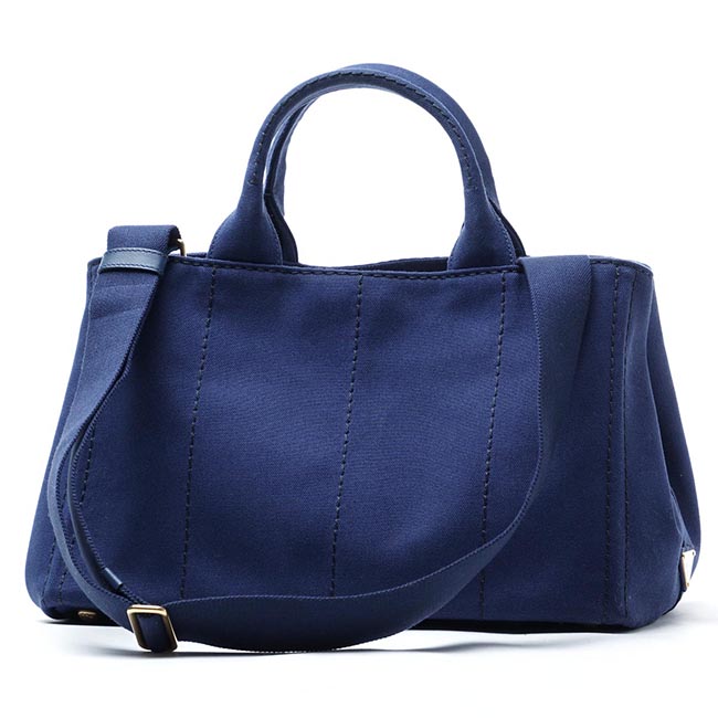 プラダPRADA ハンドバッグ 2WAY ブルー レディース トートバッグ ロゴ トライアングル 1bg642 zki f0016 CANAPA