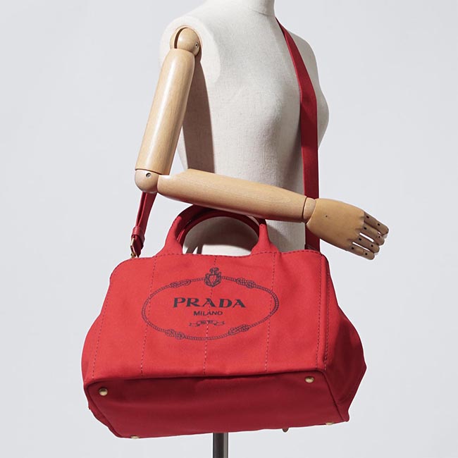 プラダ PRADA ハンドバッグ 2WAY レッド レディース トートバッグ ロゴ トライアングル 1bg642 zki f0011 CANAPA