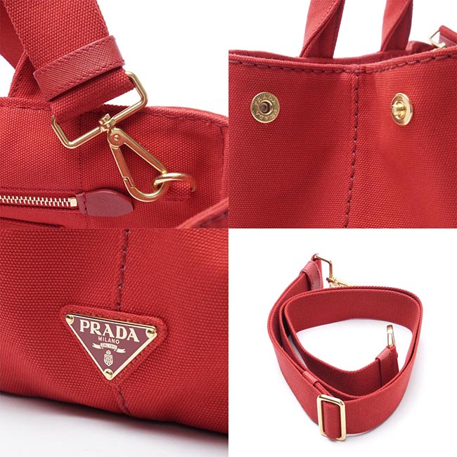プラダ PRADA ハンドバッグ 2WAY レッド レディース トートバッグ ロゴ トライアングル 1bg642 zki f0011 CANAPA
