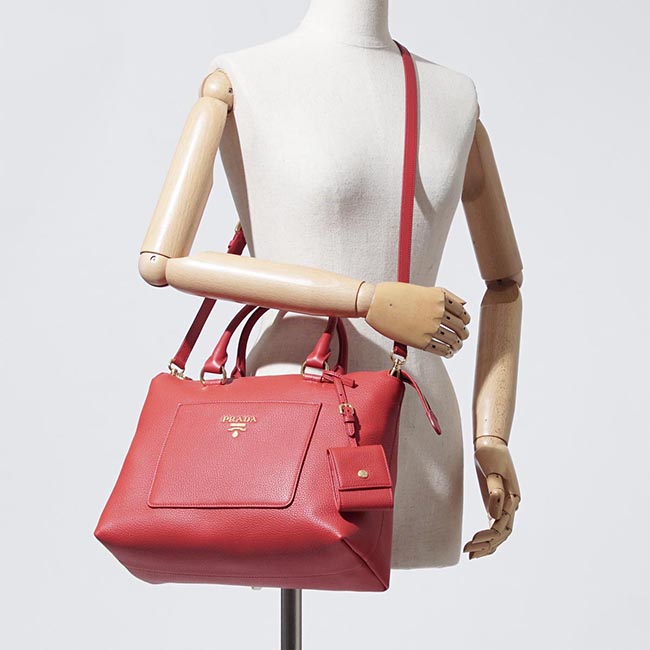 プラダ PRADA ハンドバッグ 2WAY レッド レディース トートバッグ ロゴ レザー 1ba063 2bbe f0011 VIT DAINO