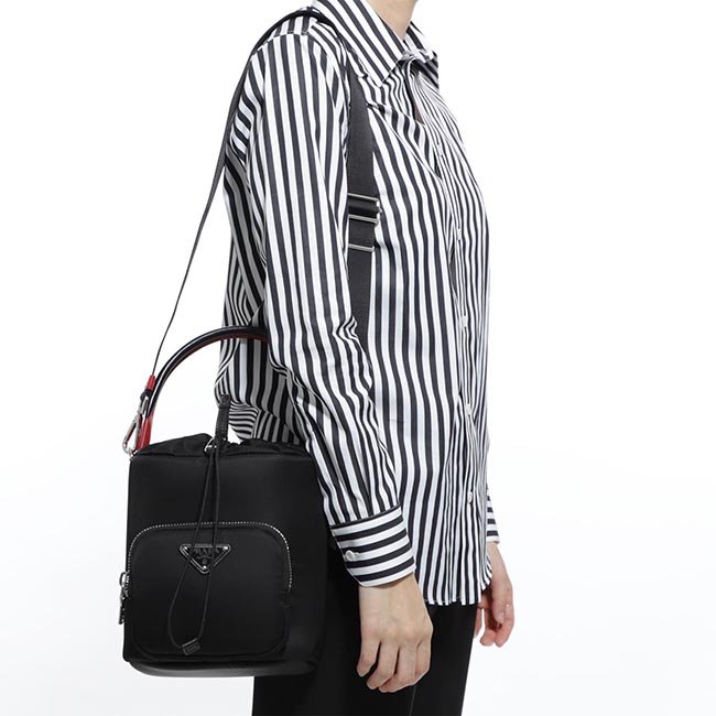 プラダ PRADA ショルダーバッグ 2WAY バケットバッグ ブラック レディース ギフト プレゼント ナイロン 1be026 2cki f0d9a