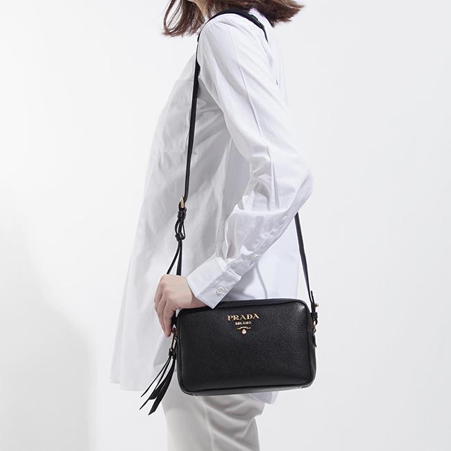 プラダ PRADA ショルダーバッグ ブラック レディース ブラック バッグ ファブリックストラップ プレゼント レザー 1bh082 v noo 2bbe f0002
