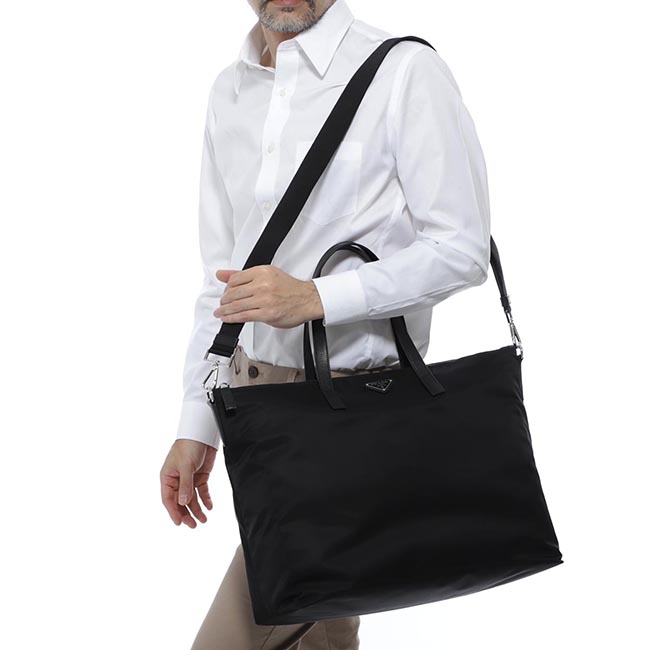 プラダ PRADA トートバッグ 2WAY ショッピングバッグ ブラック メンズ トート バッグ レザー ショルダー カジュアル 2vg024 vooo 064 f0002