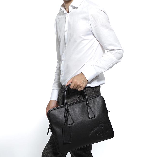 PRADA ブリーフケース 2WAY ブラック メンズ レザー ビジネス 2ve368 volx 9z2 f0002 SAFFIANO TRAVEL