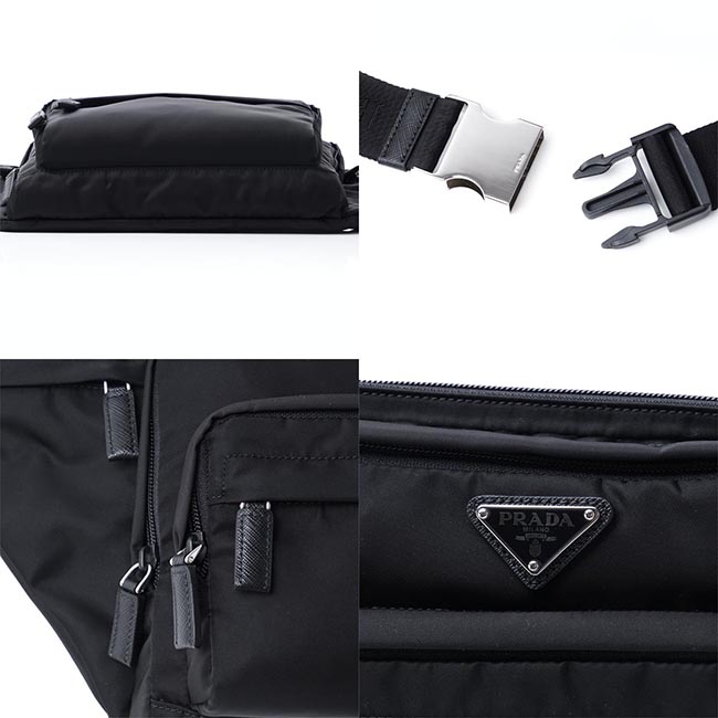 プラダ PRADA ボディバッグ ウエストバッグ ブラック メンズ ウエストポーチ ナイロン バッグ 2vl003 973 f0002