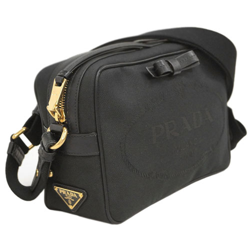 プラダバッグ 1BH089 PRADA ショルダーバッグ リボン LOGO JACQUARD NERO ネロ ロゴジャガード ブラック ゴールド金具