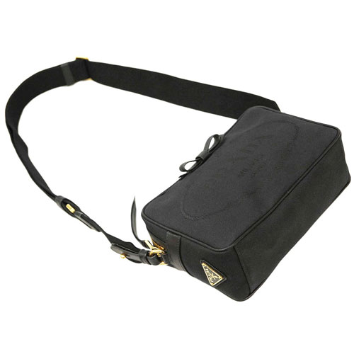 プラダバッグ 1BH089 PRADA ショルダーバッグ リボン LOGO JACQUARD NERO ネロ ロゴジャガード ブラック ゴールド金具