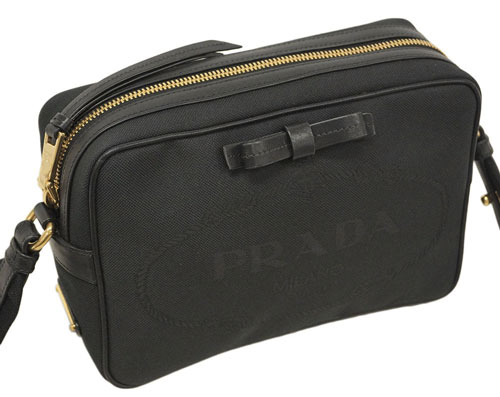 プラダバッグ 1BH089 PRADA ショルダーバッグ リボン LOGO JACQUARD NERO ネロ ロゴジャガード ブラック ゴールド金具