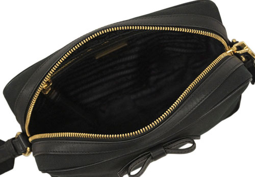 プラダバッグ 1BH089 PRADA ショルダーバッグ リボン LOGO JACQUARD NERO ネロ ロゴジャガード ブラック ゴールド金具